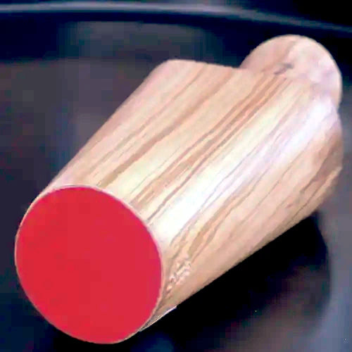Raw olive wood cylinder, red-sealed fabric end, material used for Boselli hand-sculpted perfume flacons — made in France | LaPeNu