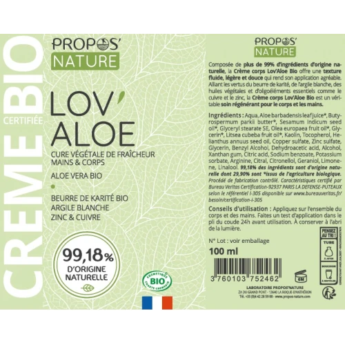 Bio Creme - Feuchtigkeitsspendende Lov'Aloe (Hände & Körper)