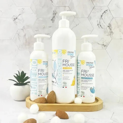 Organic Baby set, massage oil, shower gel, cream for babies, mothers, gentle, moisturizing, Provence, France | LaPeNu